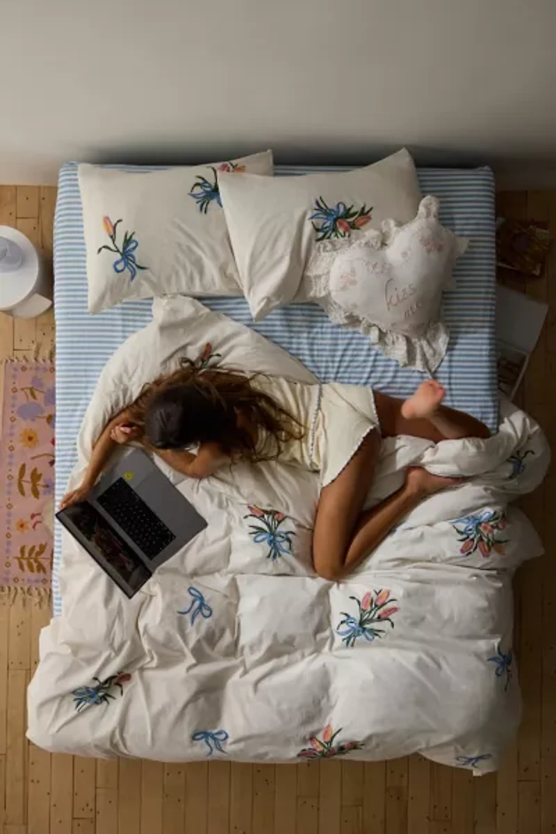 A Bouquet For You Floral Embroidered Duvet Cover