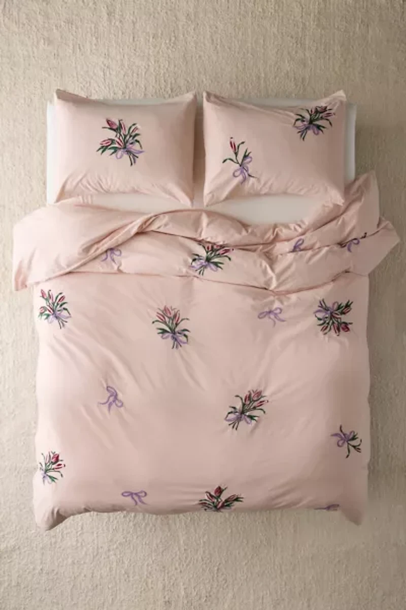 A Bouquet For You Floral Embroidered Duvet Cover