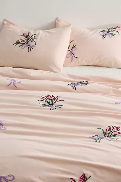 A Bouquet For You Floral Embroidered Duvet Cover