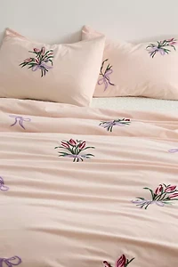 A Bouquet For You Floral Embroidered Duvet Cover