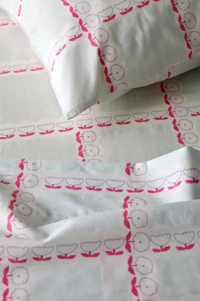 Briar Floral Gridded Sheet Set