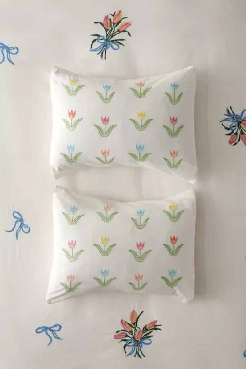 Tulip Icon Embroidered Sham Set