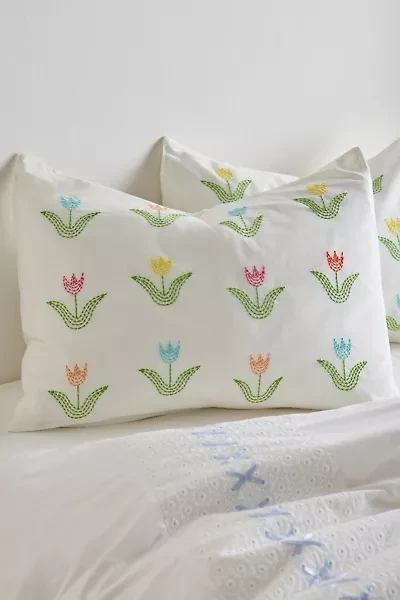 Tulip Icon Embroidered Sham Set