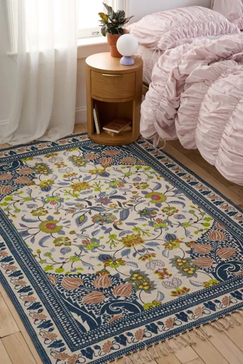 Art Deco Tulip Floral Printed Rug
