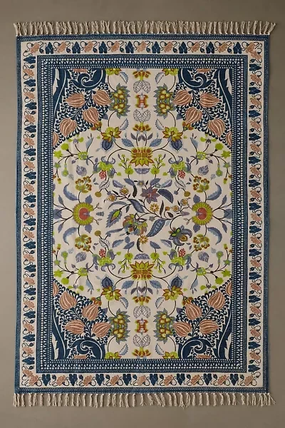 Art Deco Tulip Floral Printed Rug