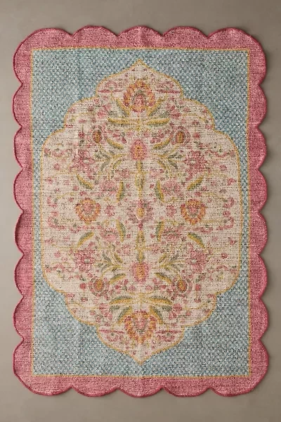 In Bloom Floral Scallop Printed Rug