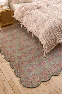 Bloom Floral Scallop Printed Rug