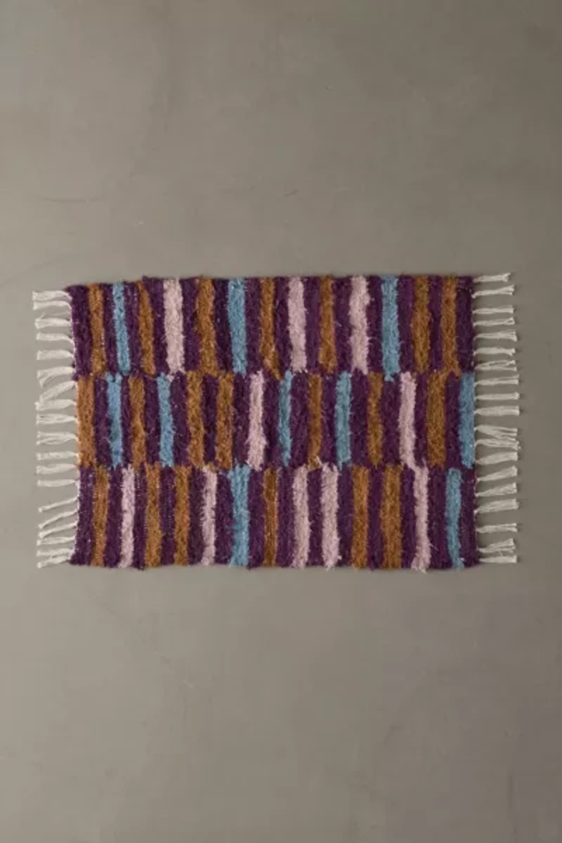 Irregular Checkerboard Shaggy Tassel Rug