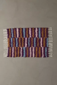 Irregular Checkerboard Shaggy Tassel Rug