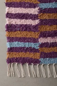 Irregular Checkerboard Shaggy Tassel Rug