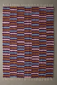 Irregular Checkerboard Shaggy Tassel Rug