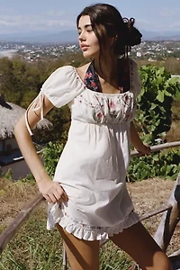 Kimchi Blue Marcella Embroidered Tie-Back Babydoll Mini Dress