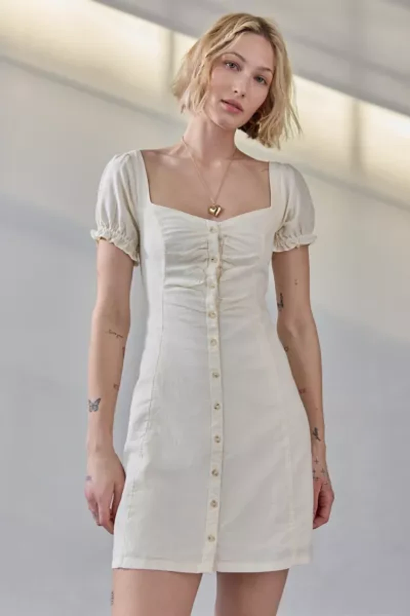 Kimchi Blue Nina Button-Down Milkmaid Mini Dress