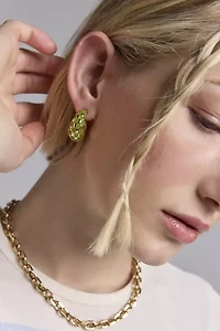 Enameled Checkerboard Chubby Hoop Earring