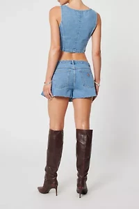Abrand Pleated Denim Mini Skort