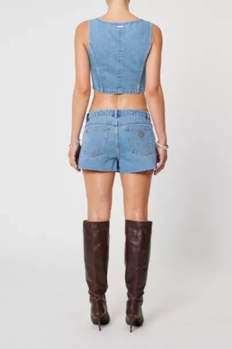 Abrand Pleated Denim Mini Skort