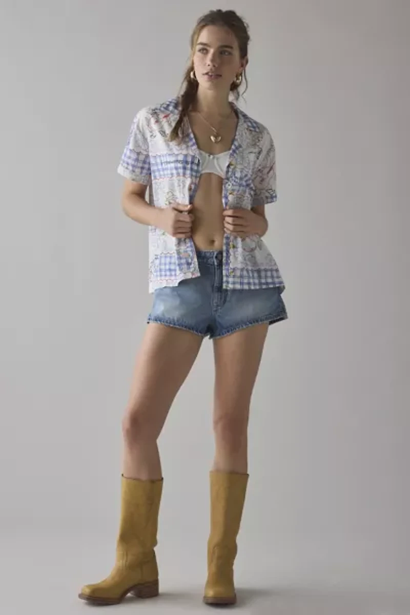 BDG Asher Printed Souvenir Short Sleeve Button-Down Shirt