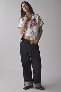 BDG Asher Printed Souvenir Short Sleeve Button-Down Shirt