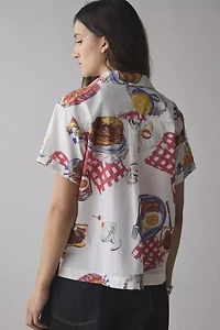 BDG Asher Printed Souvenir Short Sleeve Button-Down Shirt