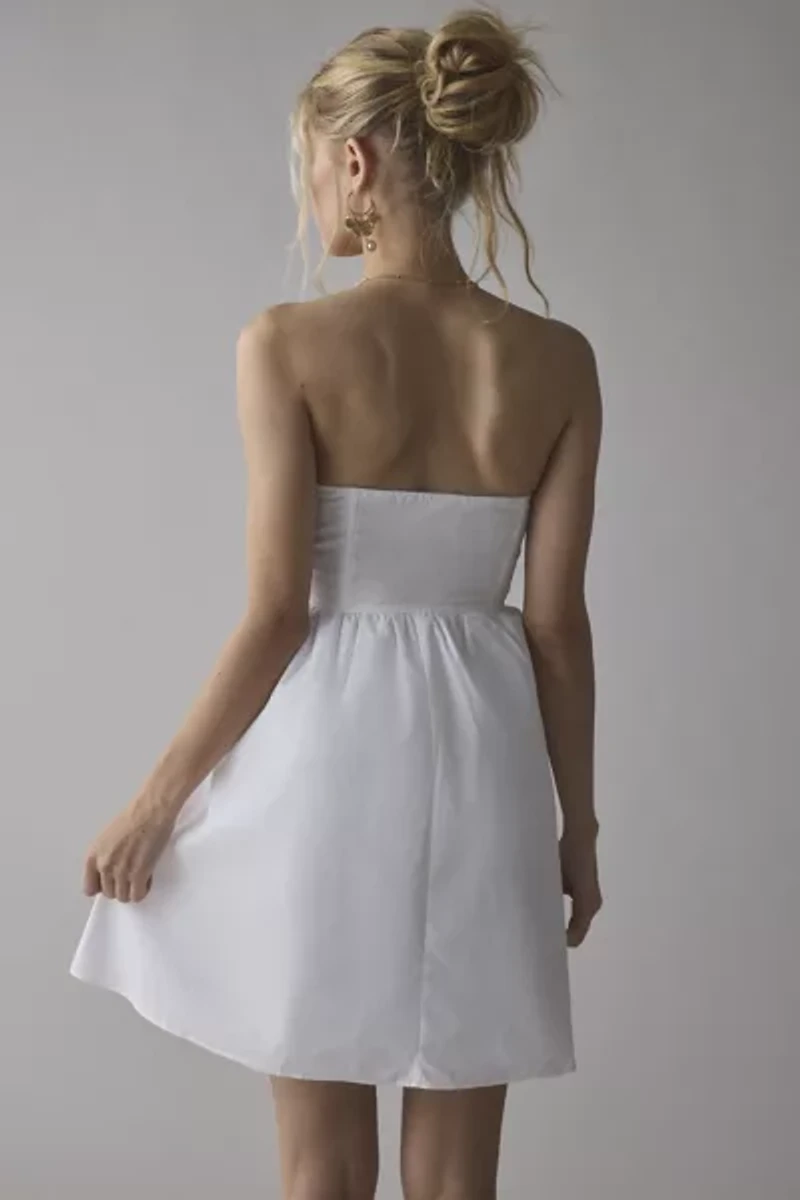 Glamorous Strapless V-Waist Cotton-Blend Mini Dress