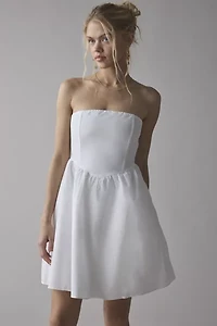 Glamorous Strapless V-Waist Cotton-Blend Mini Dress