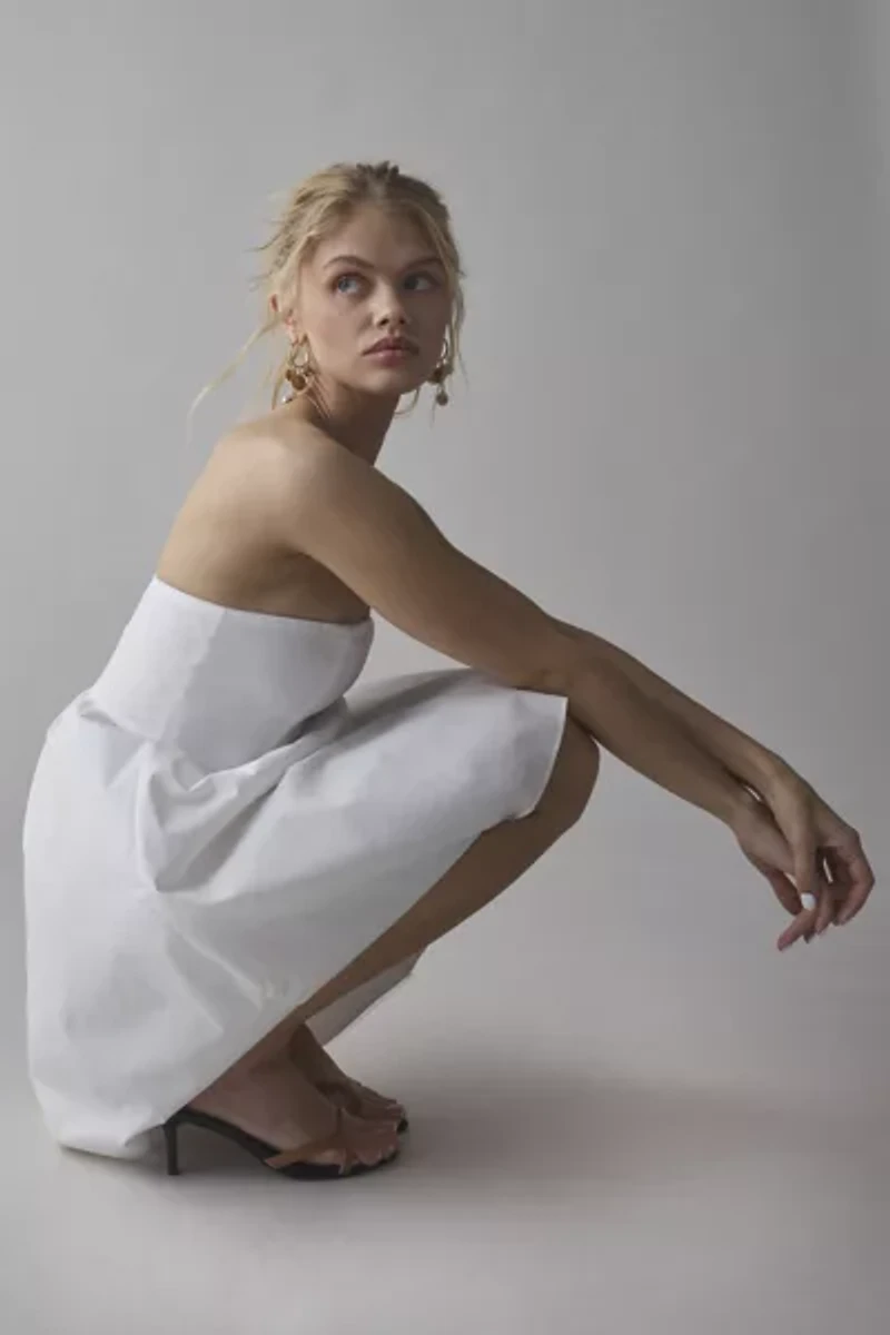 Glamorous Strapless V-Waist Cotton-Blend Mini Dress