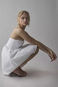 Glamorous Strapless V-Waist Cotton-Blend Mini Dress