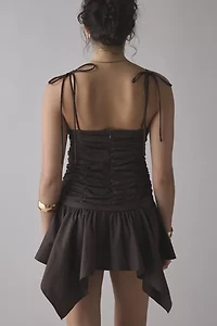 Glamorous Ruched Drop Waist Hanky Hem Mini Dress