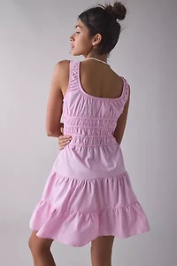Glamorous Candy Pink Cotton Poplin Ruched Mini Dress