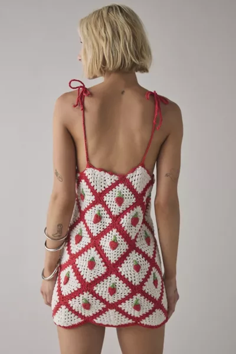 Glamorous Crochet Berry Mini Dress