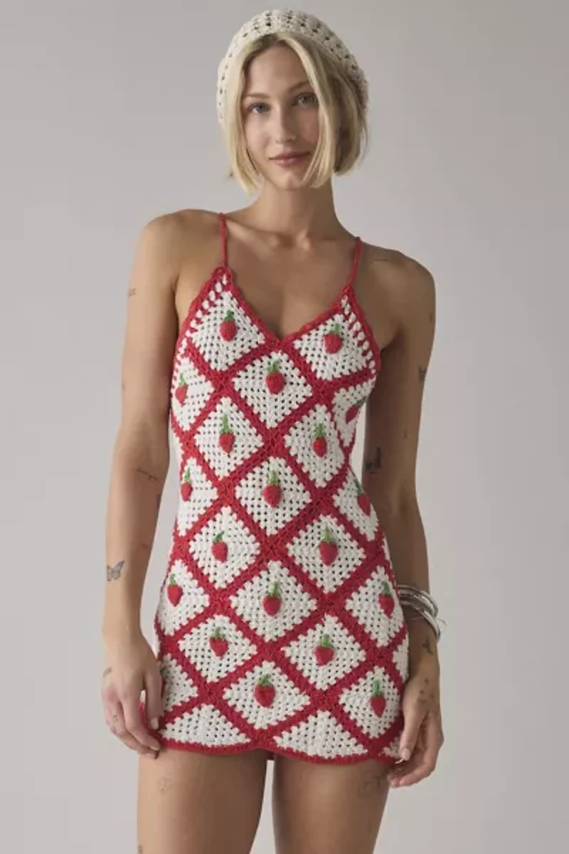 Glamorous Crochet Berry Mini Dress