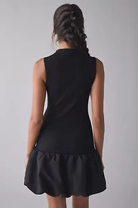 Glamorous High-Neck Drop Waist Bubble Hem Mini Dress