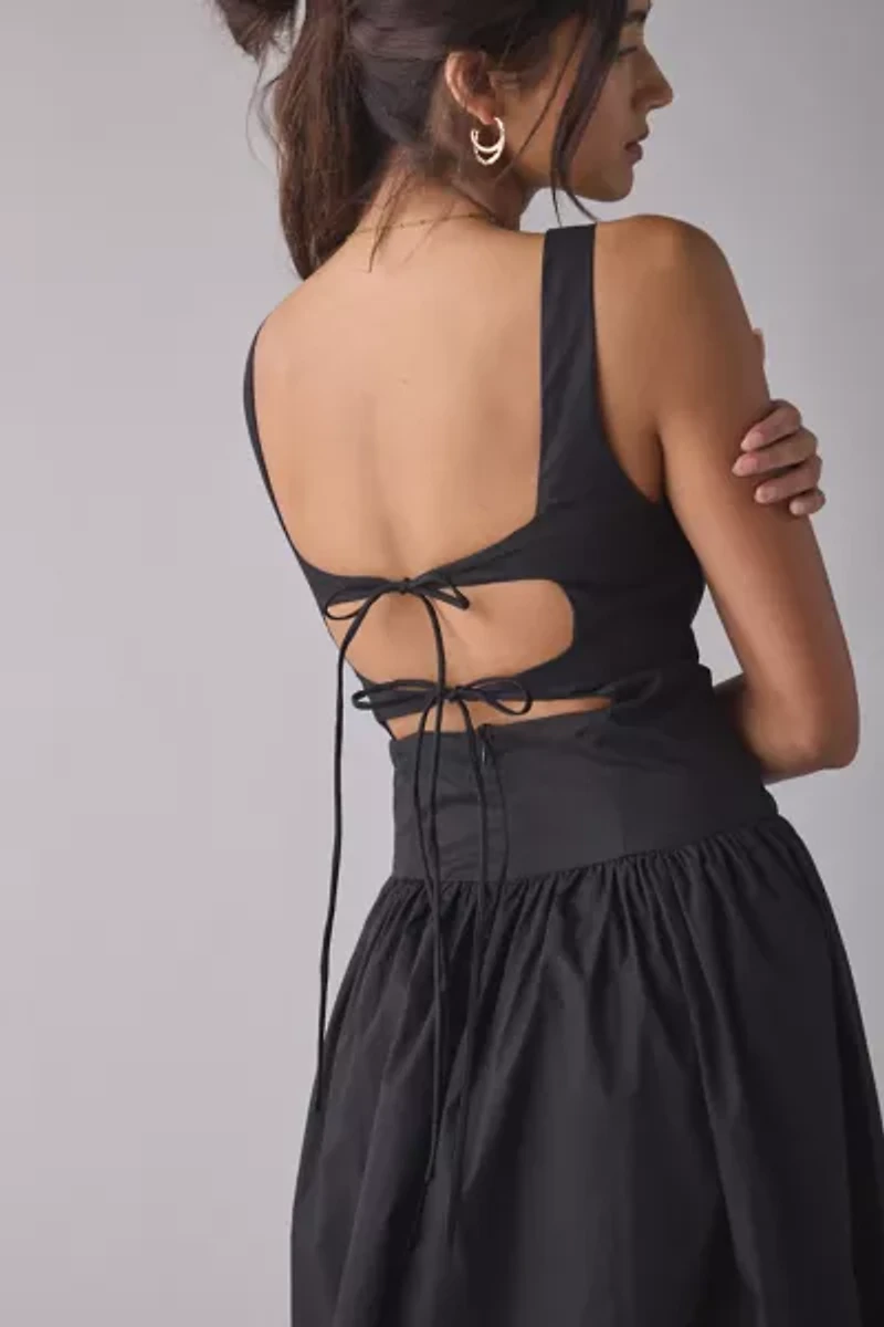 Glamorous Drop Waist Open Tie-Back Bow Maxi Dress