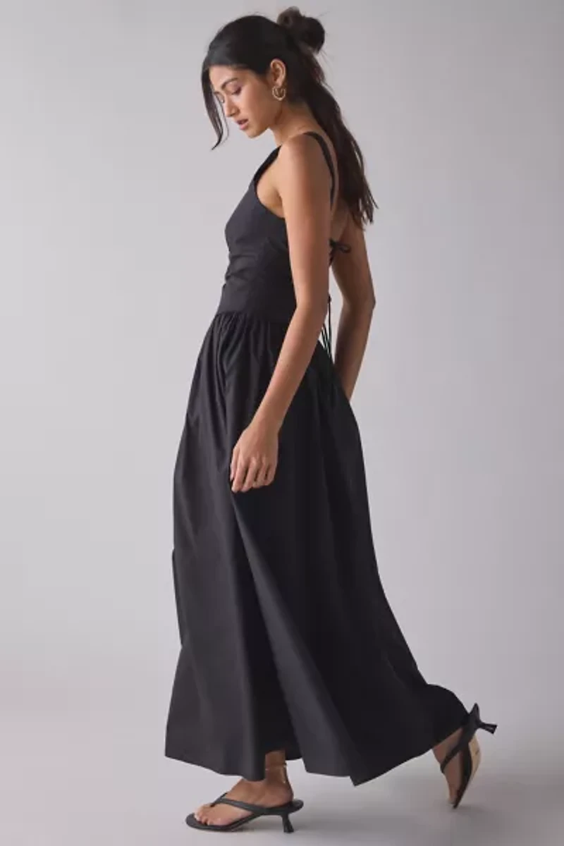 Glamorous Drop Waist Open Tie-Back Bow Maxi Dress