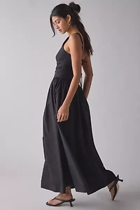 Glamorous Drop Waist Open Tie-Back Bow Maxi Dress