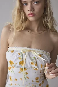 Glamorous Marigold Floral Cotton Strapless Mini Dress