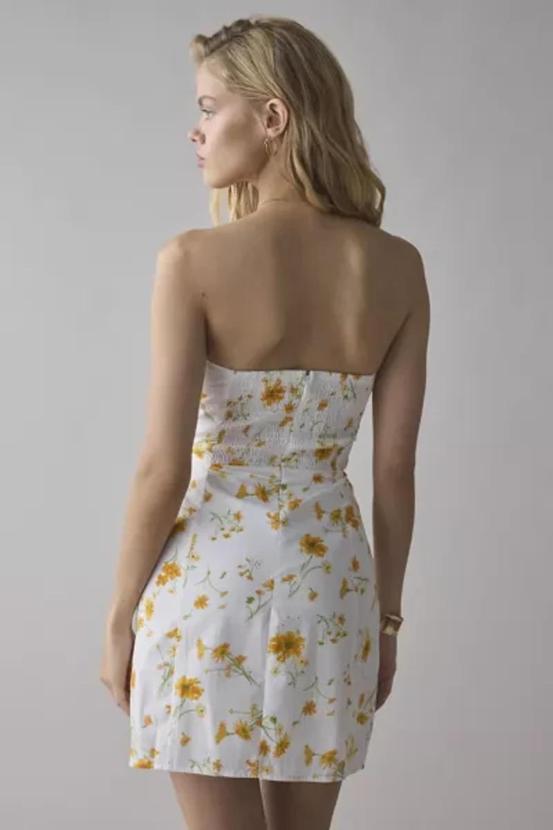 Glamorous Marigold Floral Cotton Strapless Mini Dress