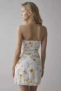 Glamorous Marigold Floral Cotton Strapless Mini Dress