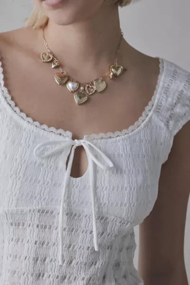 Kimchi Blue Juliette Keyhole Scoop Neck Crinkle Blouse