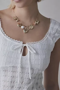 Kimchi Blue Juliette Keyhole Scoop Neck Crinkle Blouse