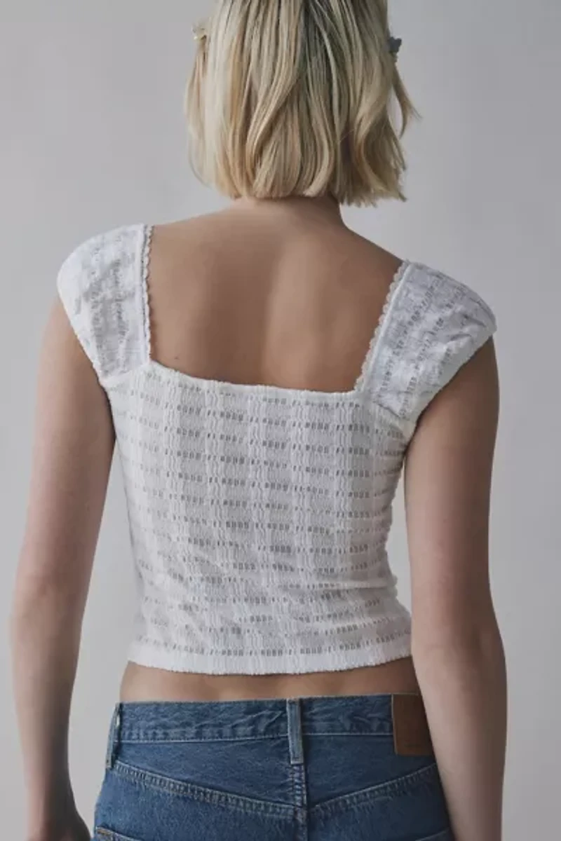 Kimchi Blue Juliette Keyhole Scoop Neck Crinkle Blouse