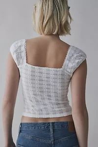 Kimchi Blue Juliette Keyhole Scoop Neck Crinkle Blouse