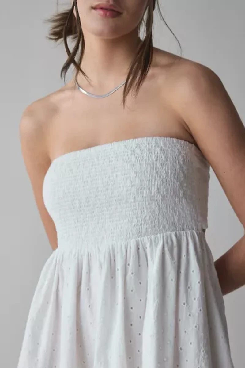 BDG Juliana Eyelet Strapless Mini Dress