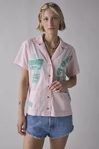 BDG Nash Embroidered Souvenir Short Sleeve Button-Down Shirt