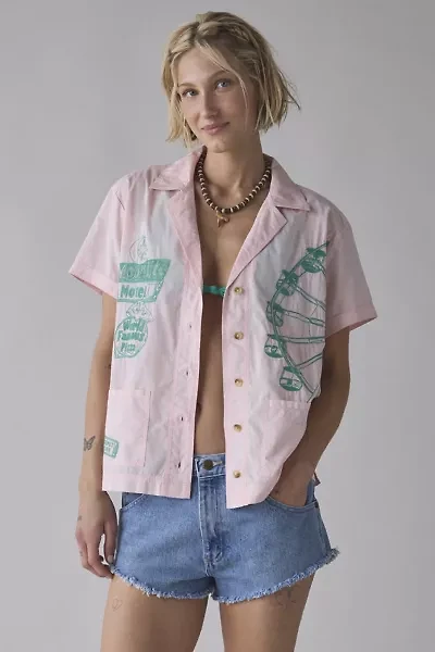 BDG Nash Embroidered Souvenir Short Sleeve Button-Down Shirt