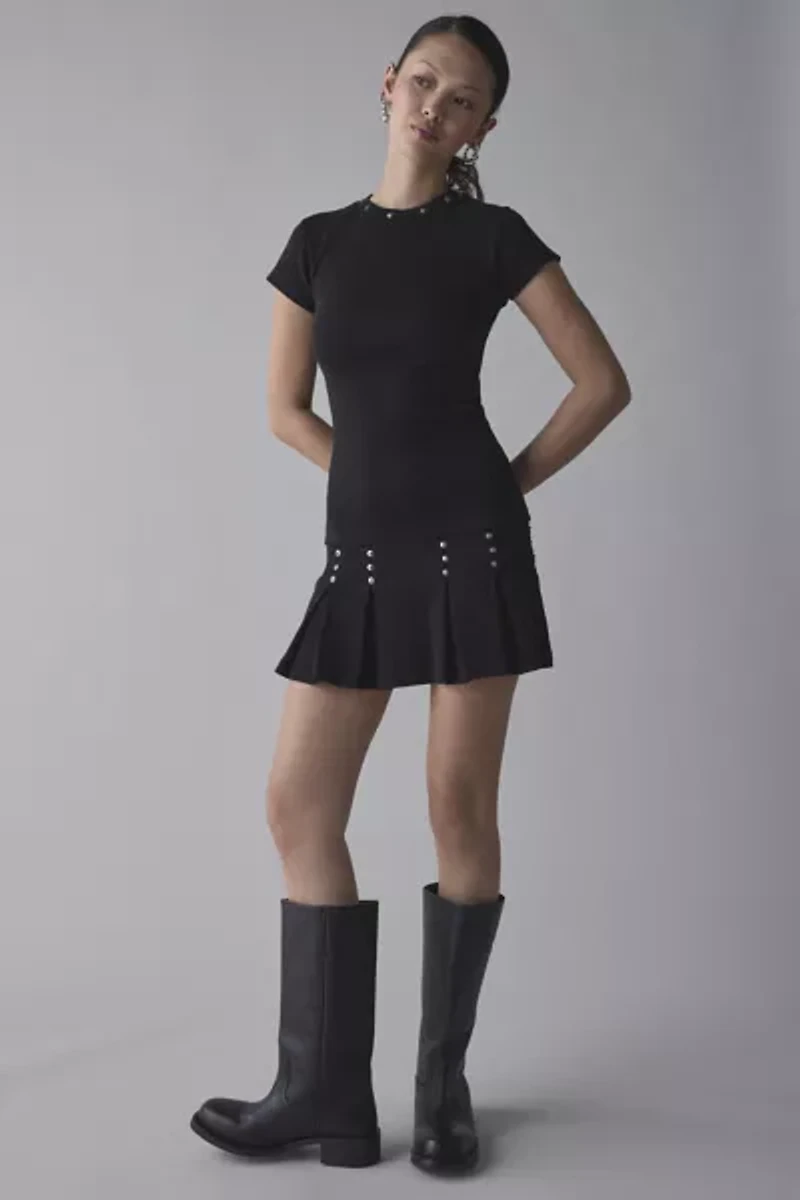 The Ragged Priest Transit Drop-Waist Pleated Mini Dress