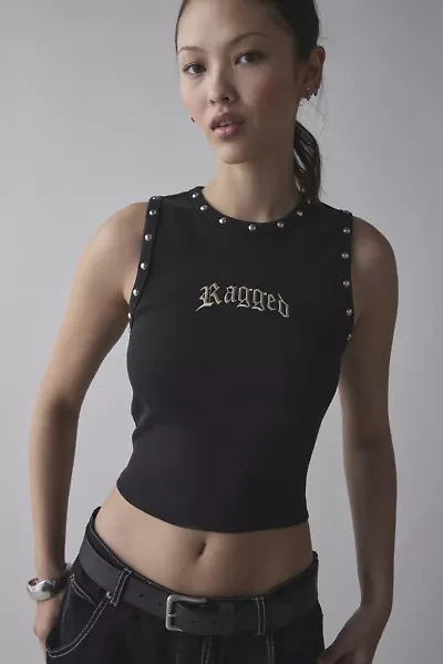 The Ragged Priest Embroidered Graphic Rivet Vest Top