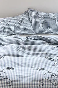 Jessi Gingham Pick Stitched Duvet Cover