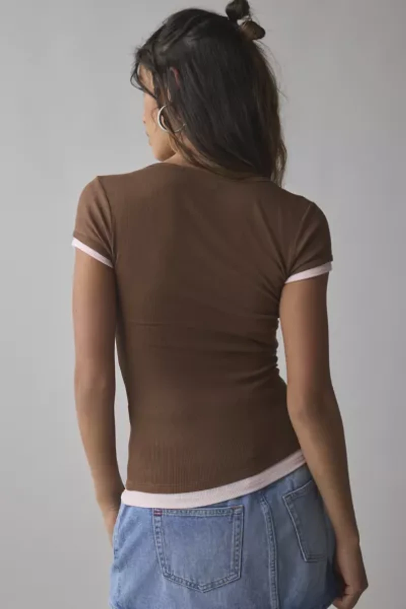 BDG Carmin Twofer Ribbed Knit Baby Tee