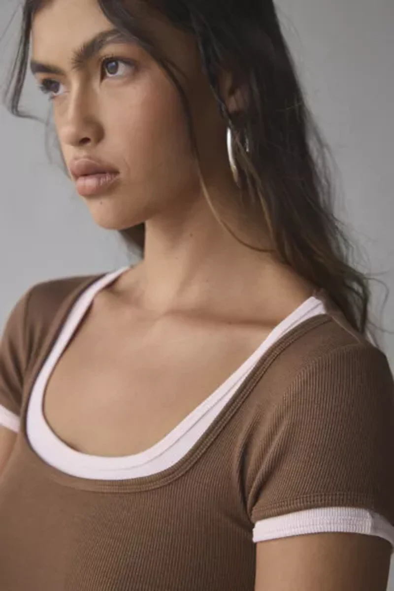 BDG Carmin Twofer Ribbed Knit Baby Tee